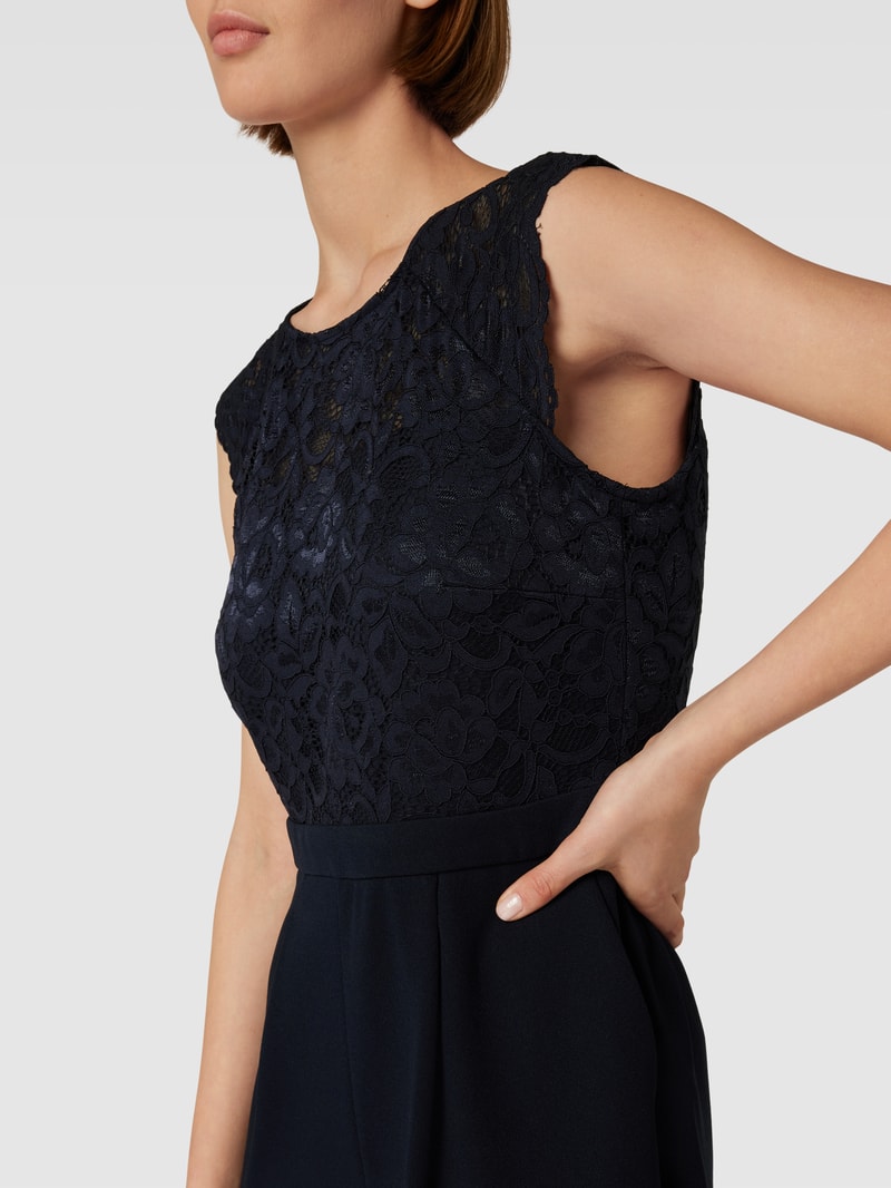 Jumpsuit aus Spitze in marineblau meliert