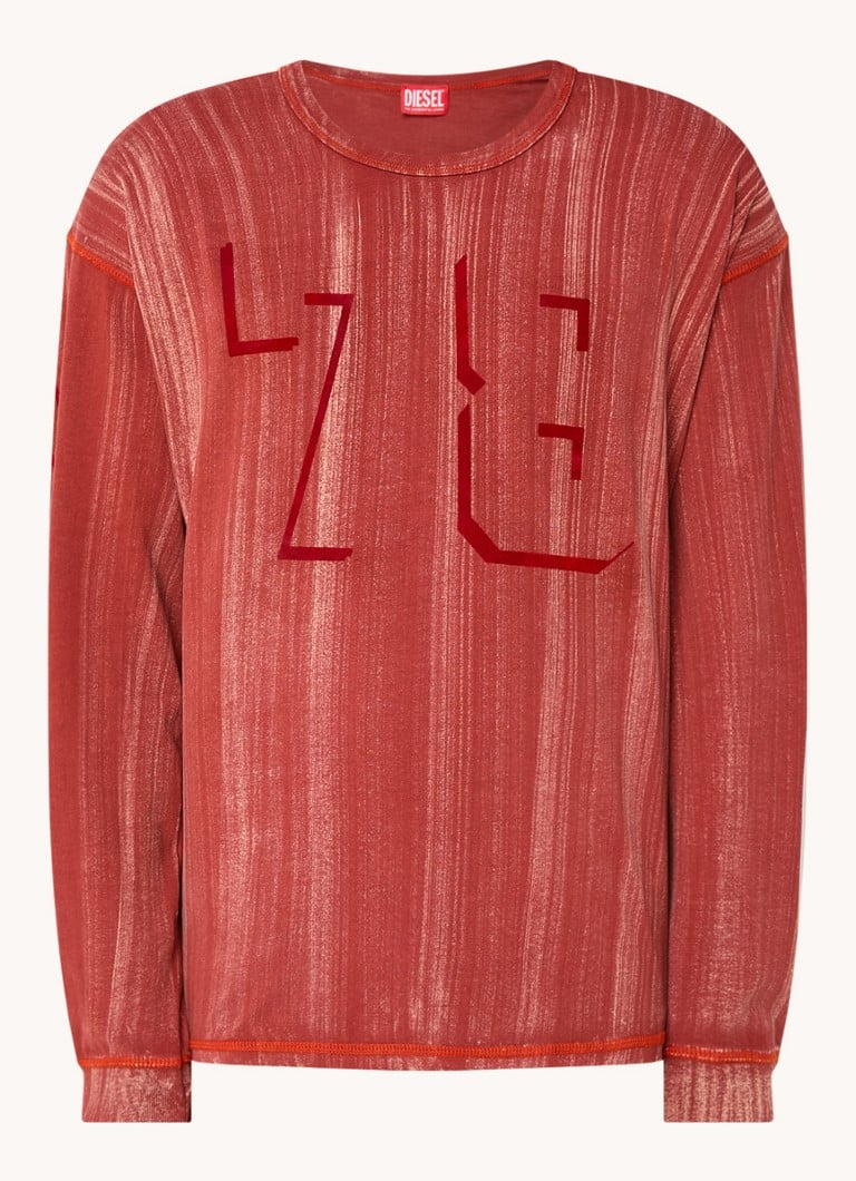 Tricou cu mânecă lungă Diesel T-Boxt-LS-Q2 și imprimeu flocat