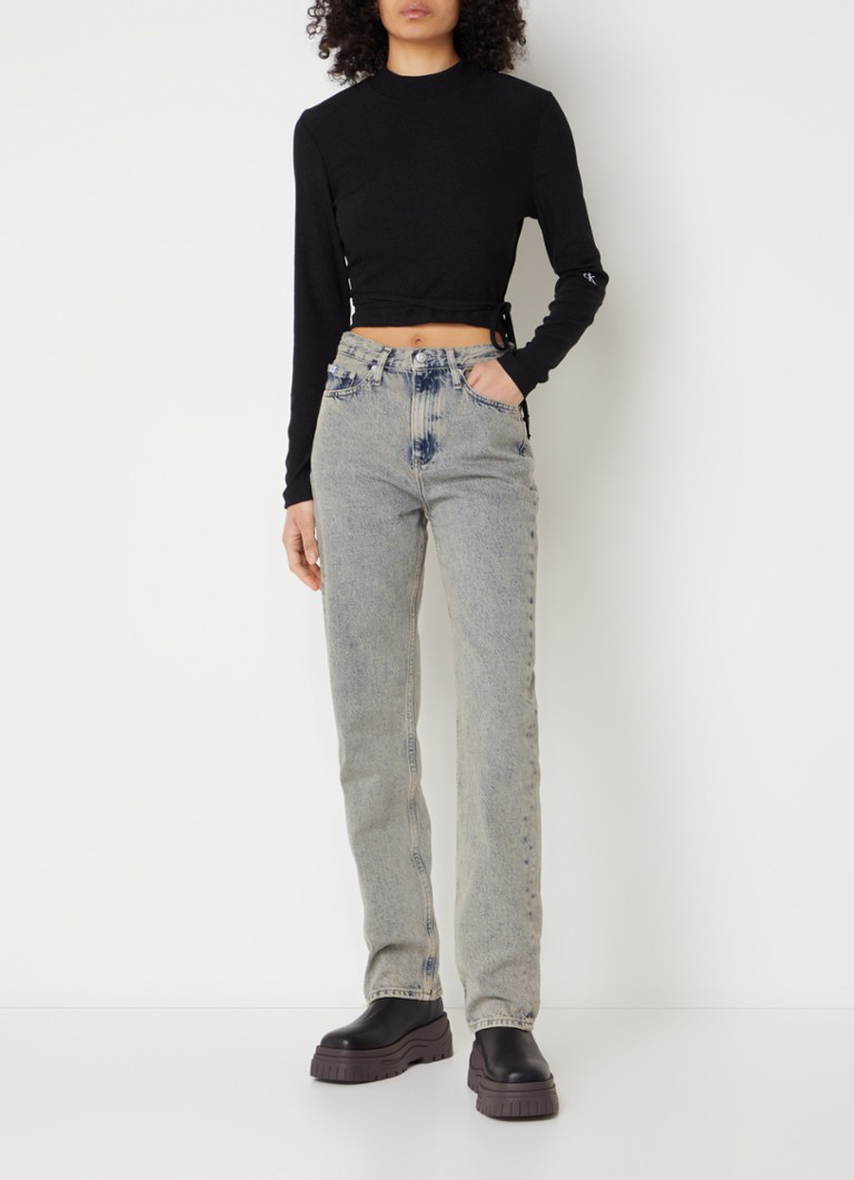 Jeans Calvin Klein a vita alta e gamba dritta con lavaggio colorato