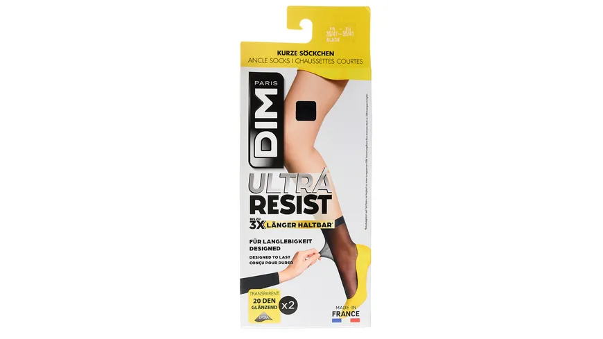 DIM Damen Söckchen Ultra Resistant 20 DEN 2er Pack noir