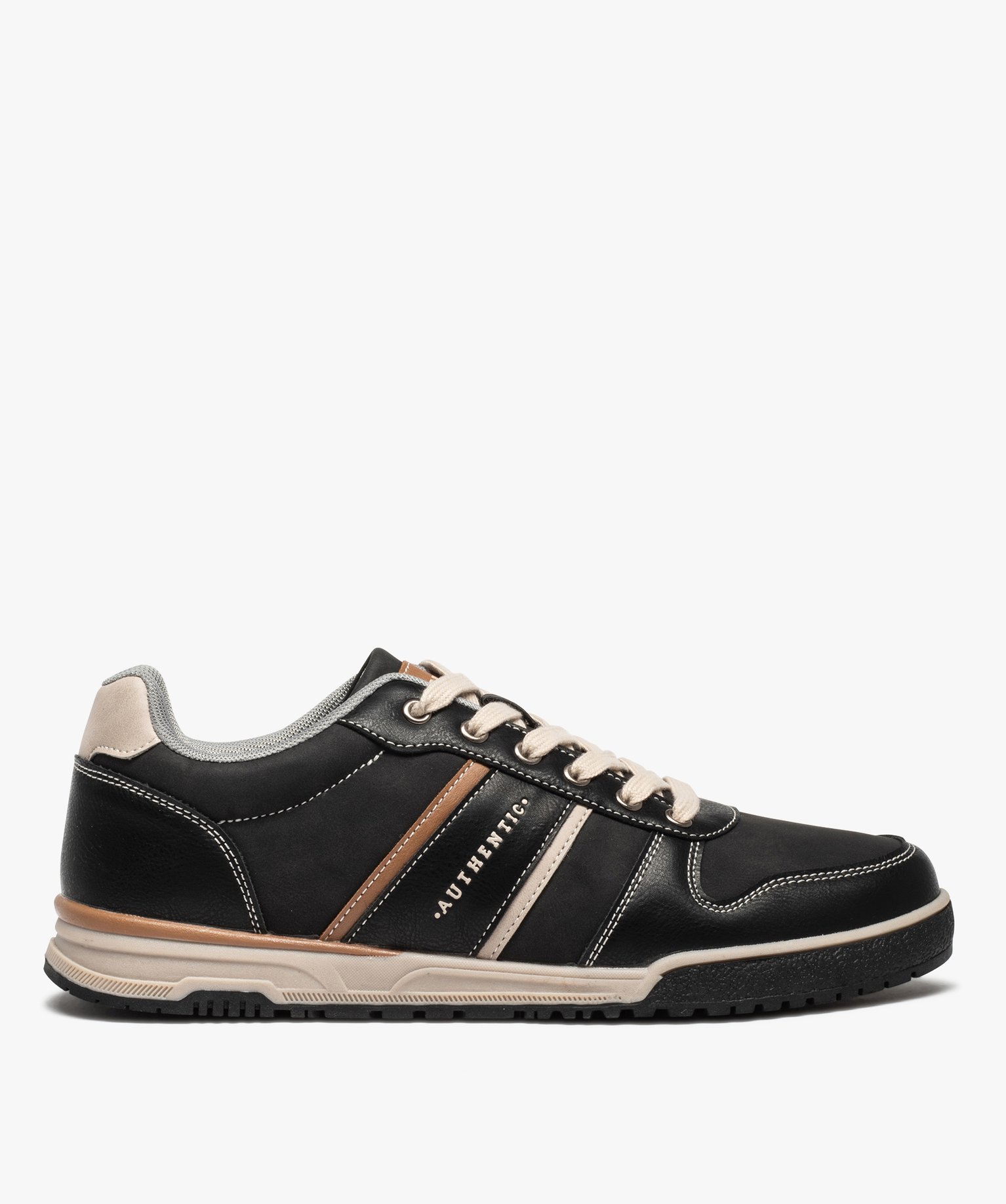 Baskets homme à surpiqres contrastées fermeture lacets noir | GEMO