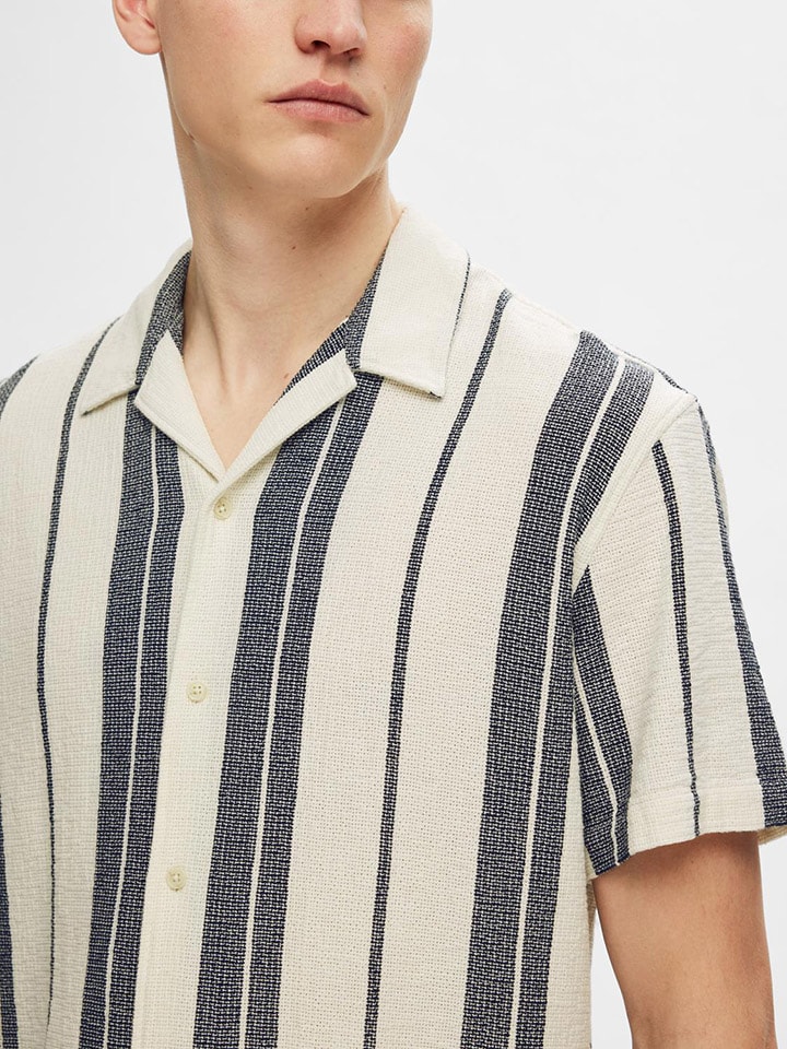 SELECTED HOMME Hemd in Creme/ Blau günstig kaufen