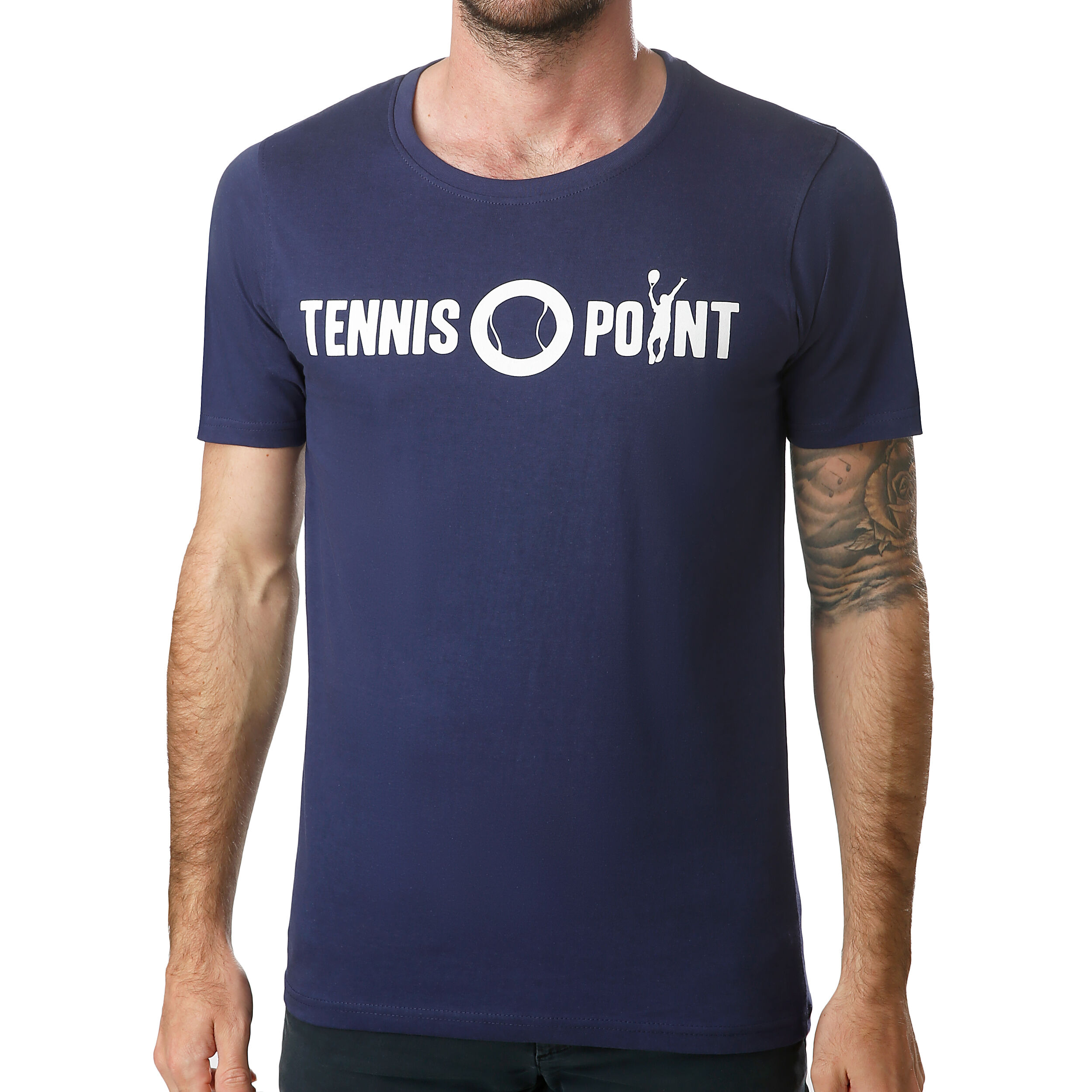 Basic Cotton T-Shirt Herren - Dunkelblau, Weiß
