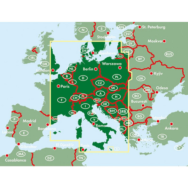 Zentraleuropa 1 : 2 000 000. Autokarte - Straßenkarte