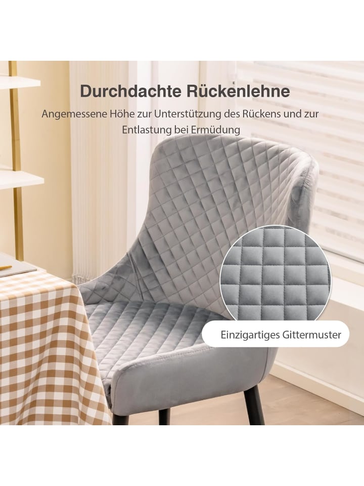 COSTWAY 2er Set Esszimmerstühle in Grau günstig kaufen onesize