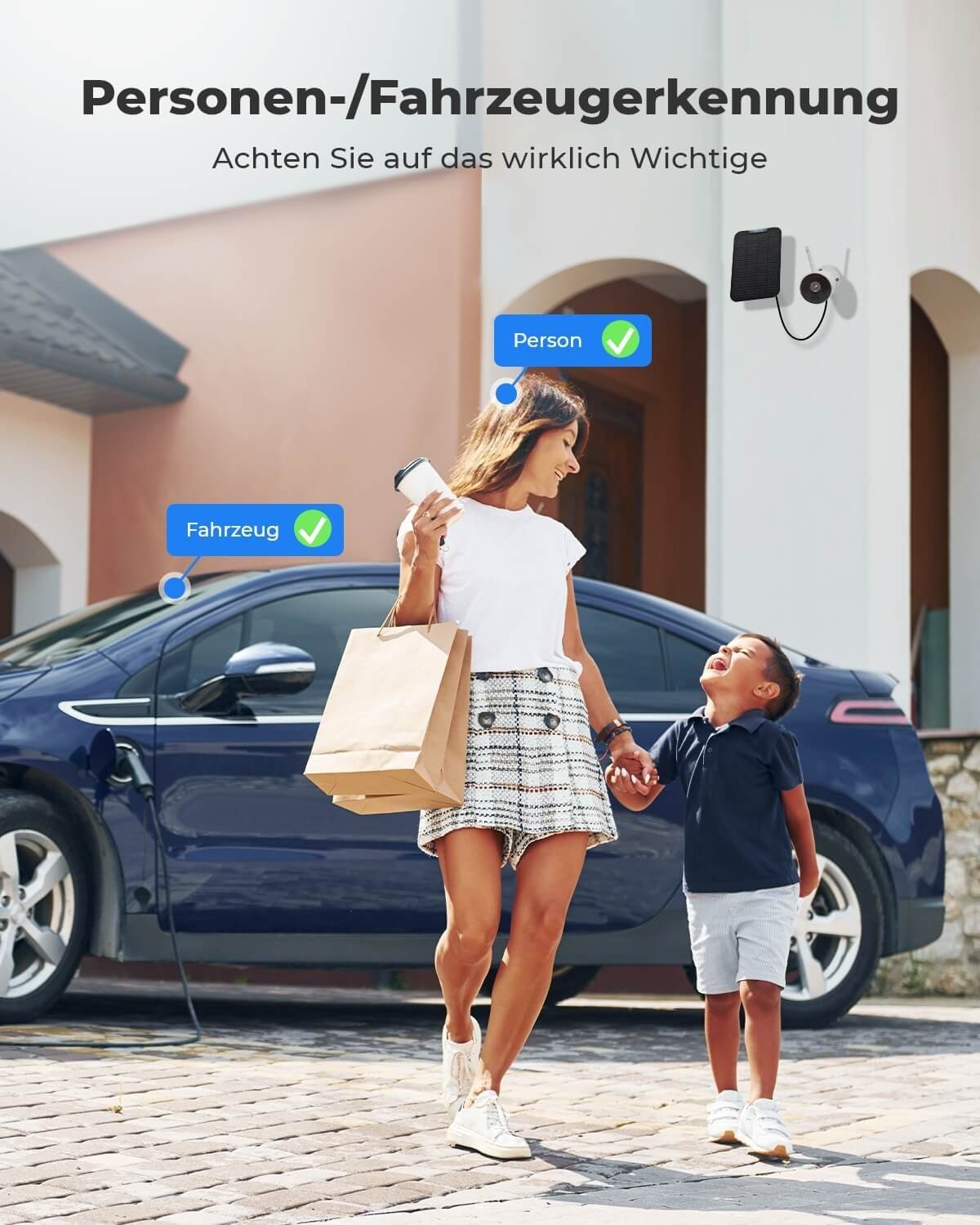 Reolink Argus Eco + Solarpanel - 2 Pack Überwachungskamera (Außenbereich, Solar Kamera Outdoor IR Nachtsicht 2-Wege-Audio)