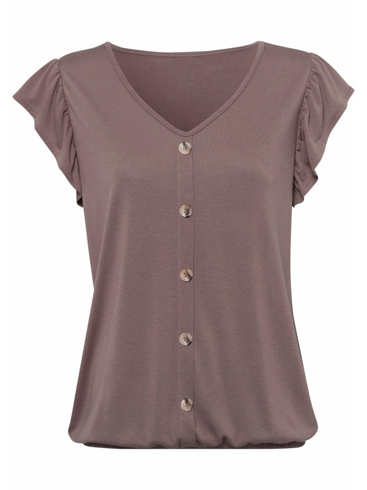LASCANA Kurzarmshirt in taupe, schwarz günstig kaufen