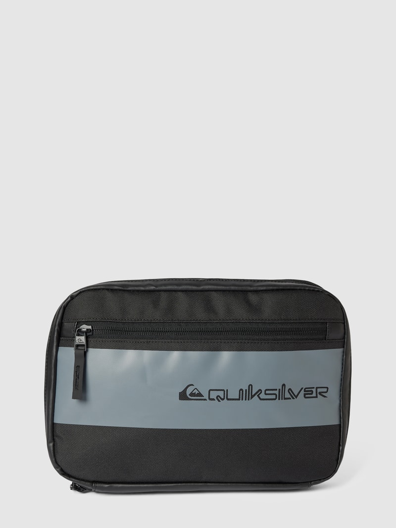Kulturtasche mit Label-Detail Modell 'WAX MOTEL' in schwarz