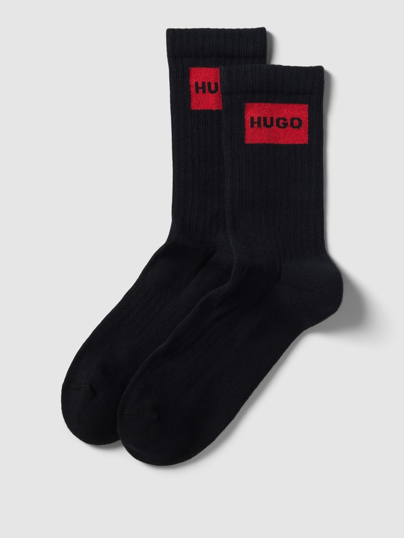 Socken mit Label-Stitching im 2er-Pack in schwarz