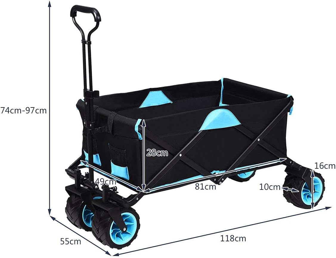 Costway Bollerwagen faltbar mit Dach bis 50 kg belastbar