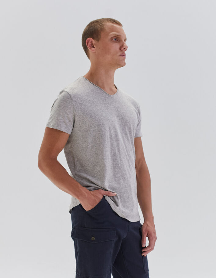 T-shirt L'Essentiel gris col V Homme