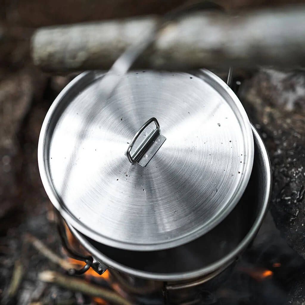 Edelstahl Bush Pot mit Deckel 1.9 Liter
