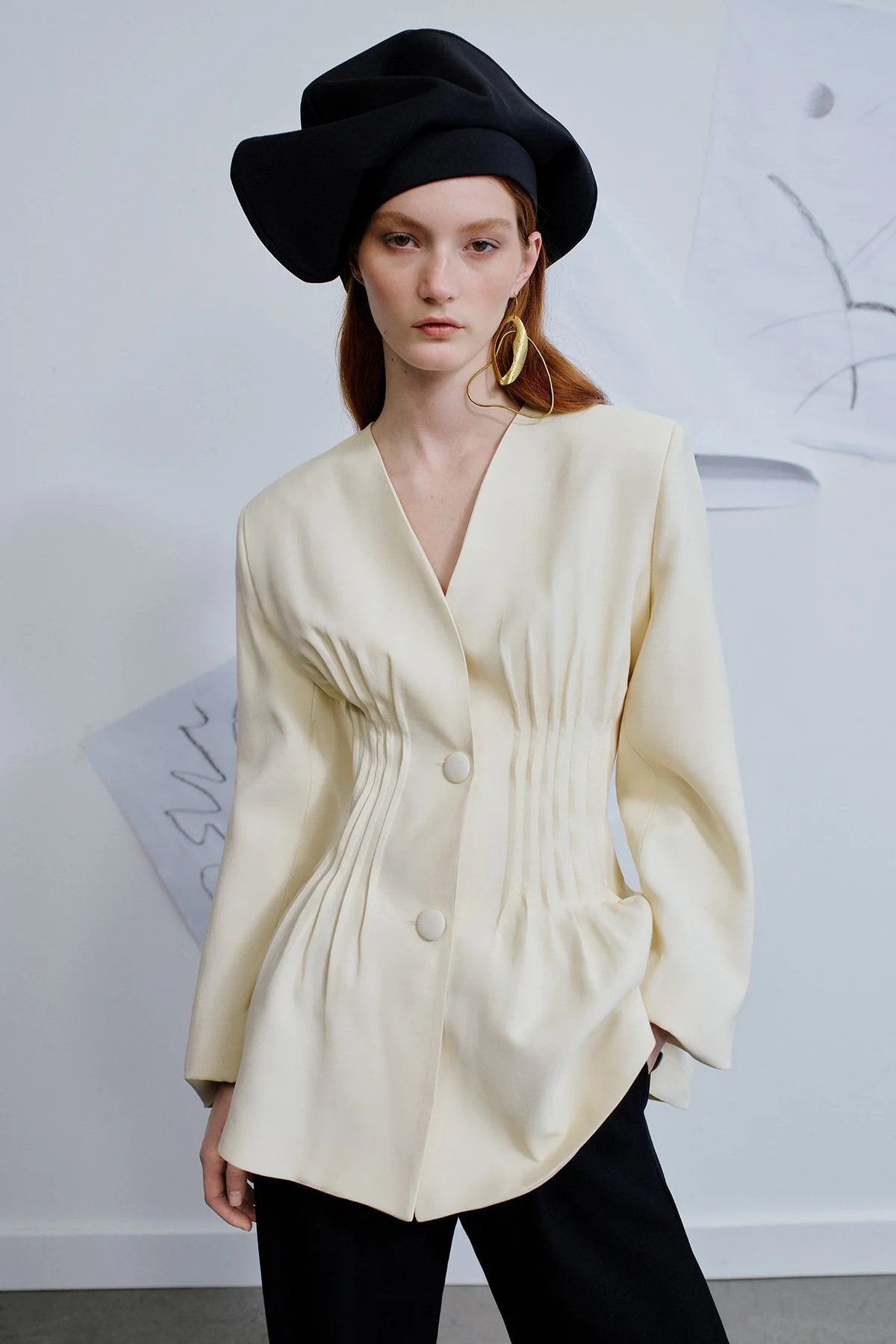 Trendyol Modest  X Kevser Sarıoğlu Beige gerippte, detaillierte Webjacke TCLSS23CK00002