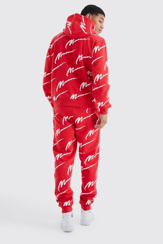 Man Signature Hoodie-Trainingsanzug mit Print