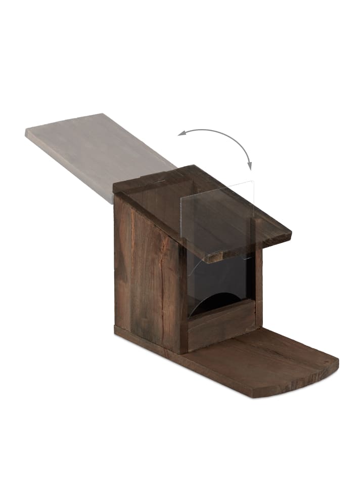 relaxdays Eichhörnchen Futterhaus in Dunkelbraun - (B)12x (H)17,5 x (T)25 cm günstig kaufen onesize