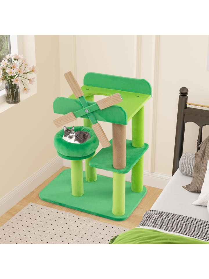 COSTWAY Kleiner Kratzbaum Windmühle in Grün günstig kaufen onesize