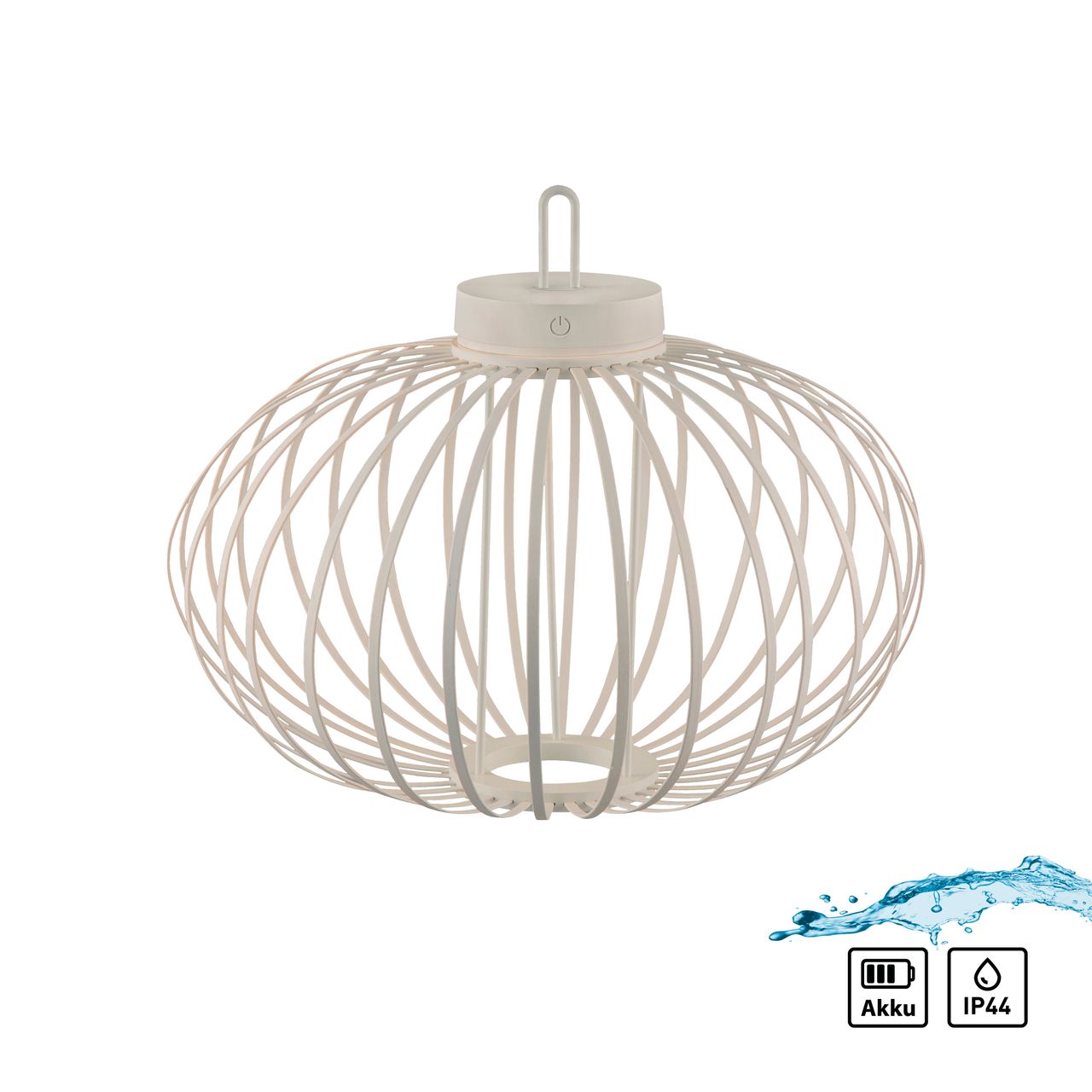 JUST LIGHT Akku Pendelleuchte AKUBA, 1x LED-Board/1,50Watt/2700Kelvin, IP44, Greige