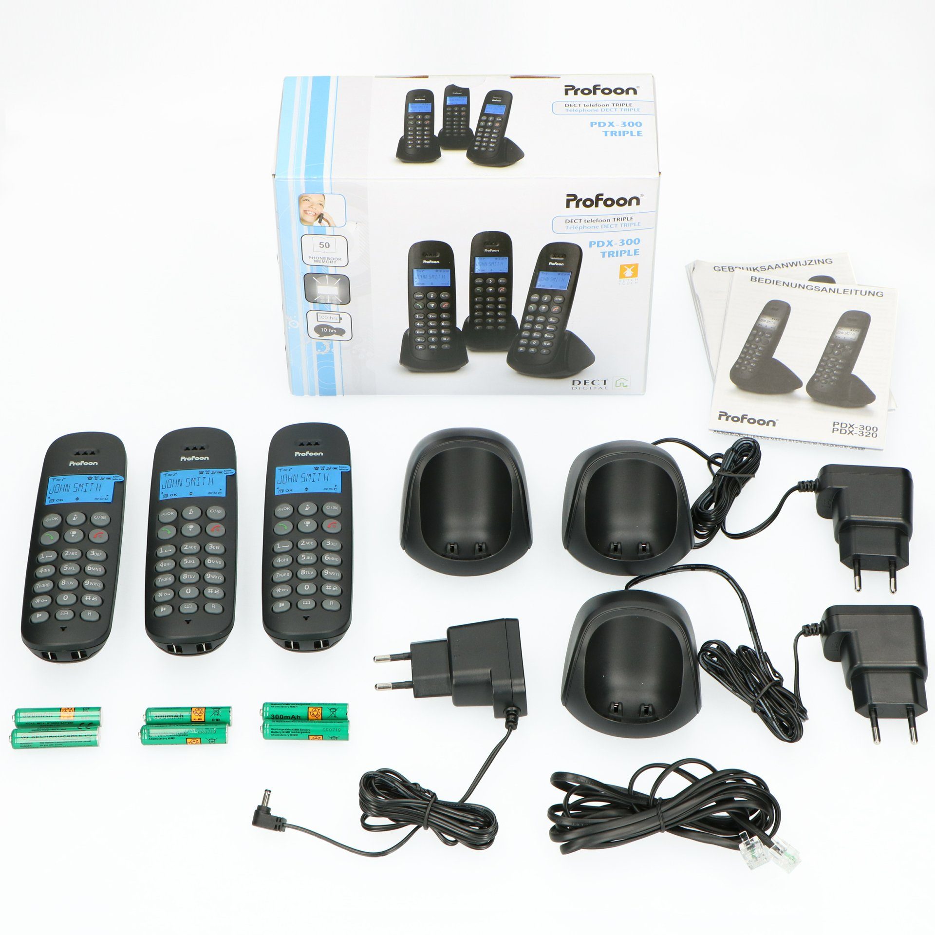 Profoon PDX-300 TRIPLE Schnurloses DECT-Telefon (Mobilteile: 3, mit 3 DECT-Mobilteilen)