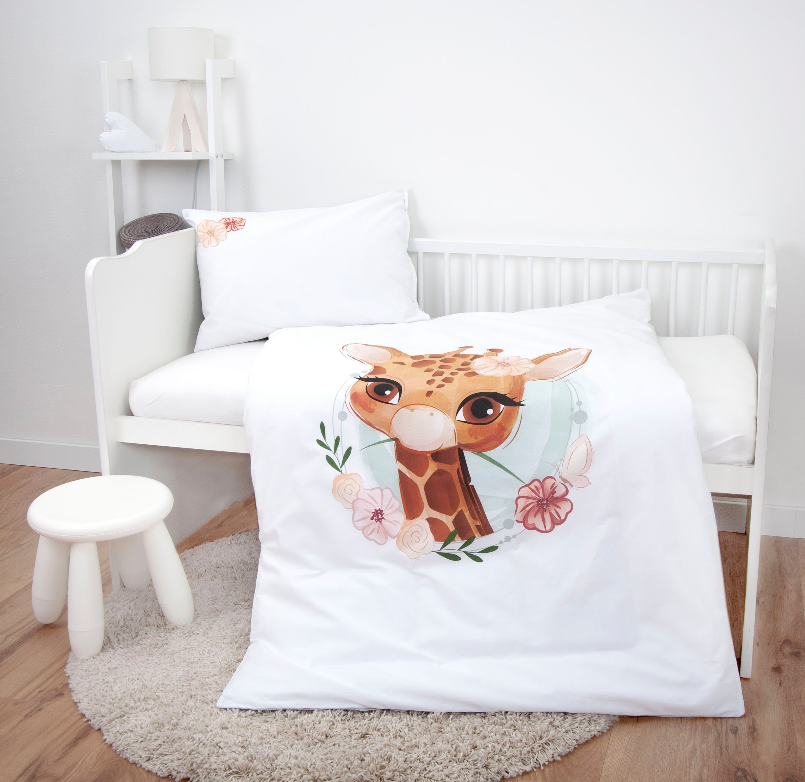 Babybettwäsche Giraffe, Baby Best, Renforcé, 2 teilig, mit liebevollem Motiv