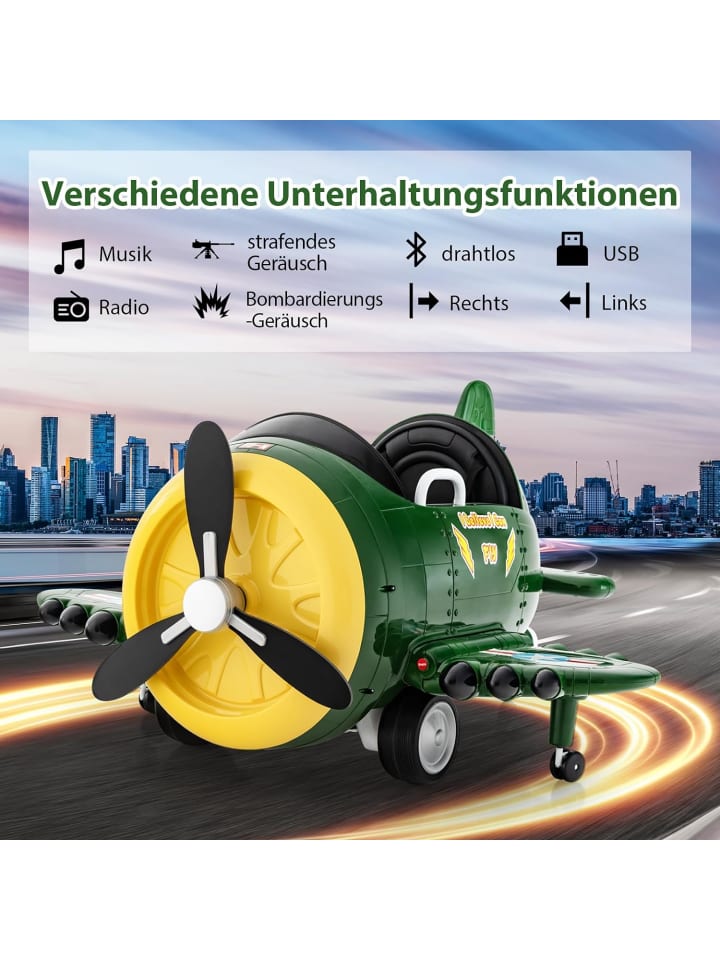 COSTWAY Elektroflugzeug Aufsitz ab 3 Jahren in Grün günstig kaufen onesize