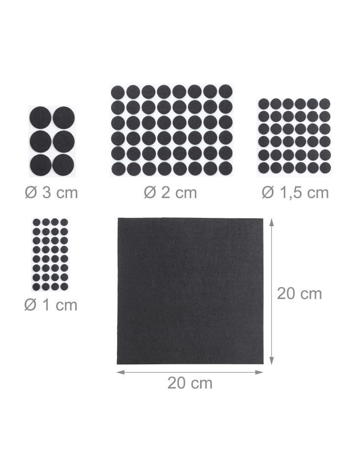 relaxdays 240x Filzgleiter in Schwarz günstig kaufen onesize