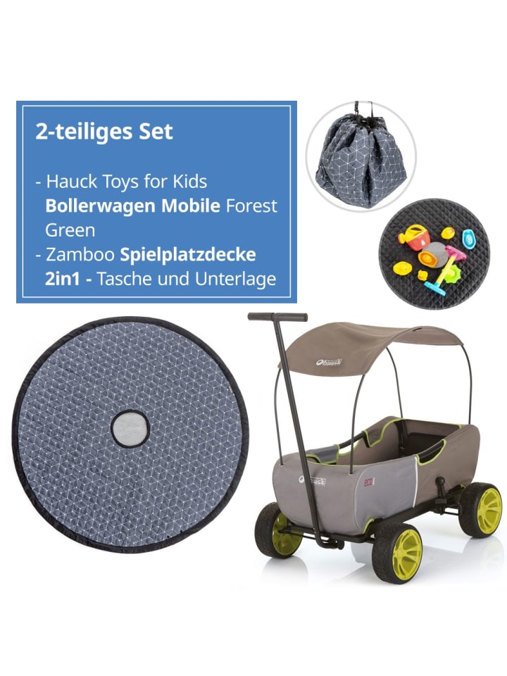 Hauck Toys Bollerwagen Eco Mobil - faltbar mit Dach, in gruen,grau günstig kaufen onesize