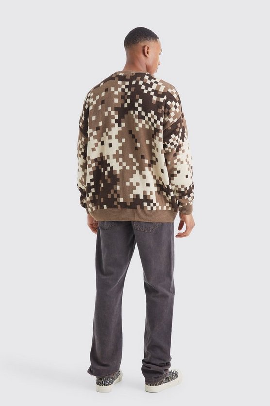 Oversize Camouflage Strickpullover