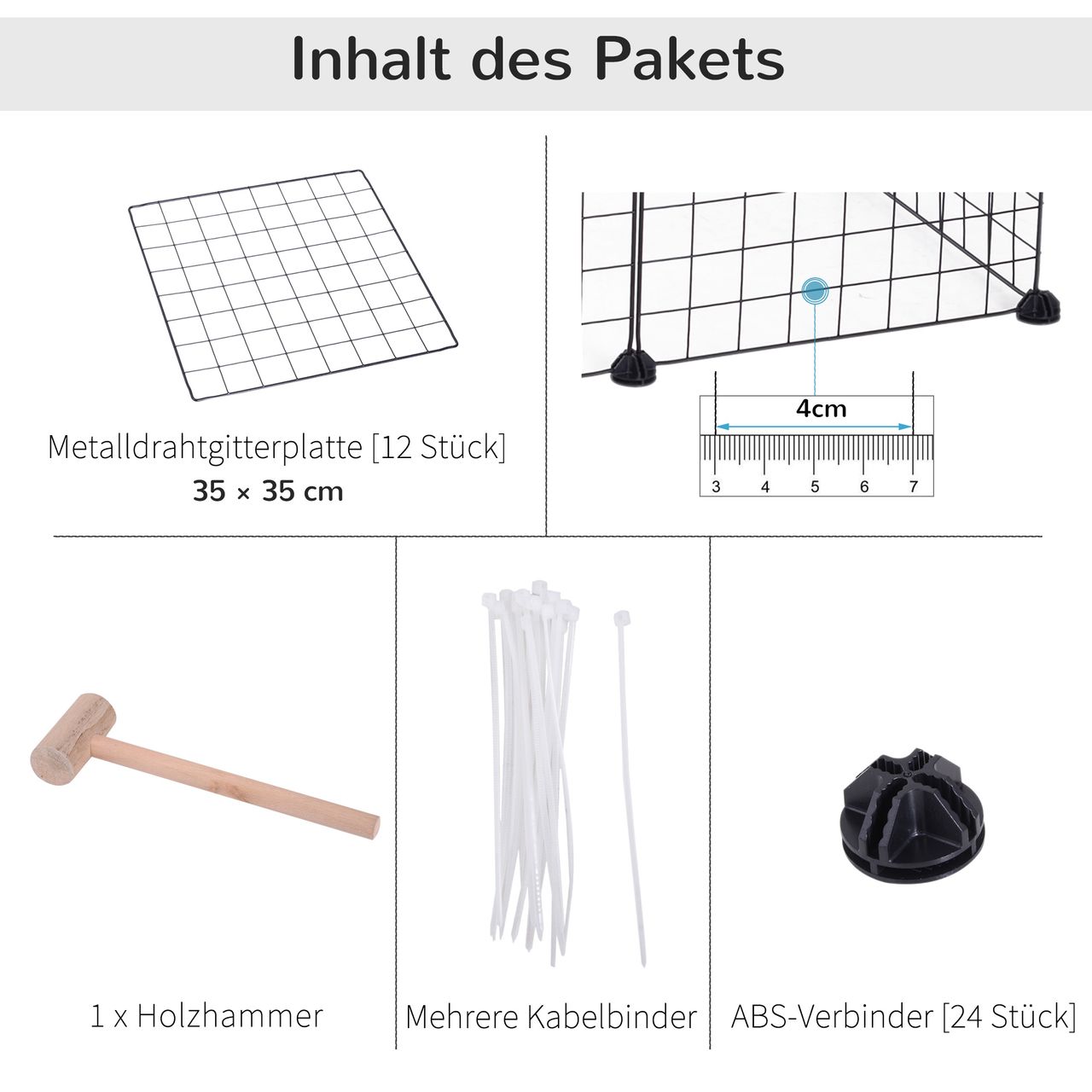 PawHut Freilaufgehege Laufstall Käfig für Kleintiere Metallgitter umformbar