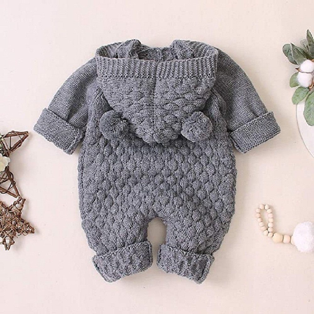 Haiaveng Strampler Warmer Kapuzenpullover für Jungen und Mädchen mit Baby Ohren