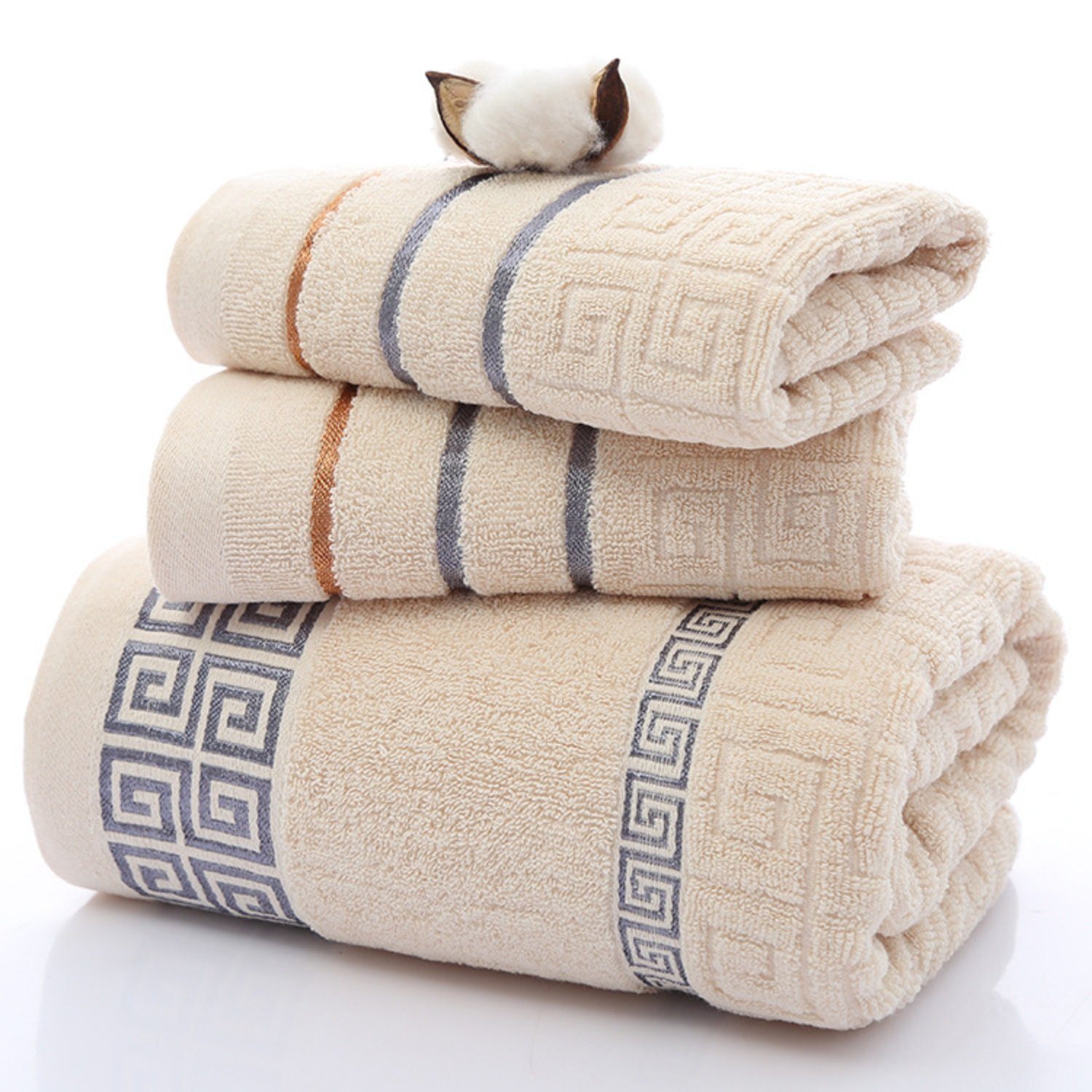 HOMEIDEAS Handtuch Set, Baumwolle, (3-tlg), 140 x 70 cm, Handtuch 35 x 75 cm