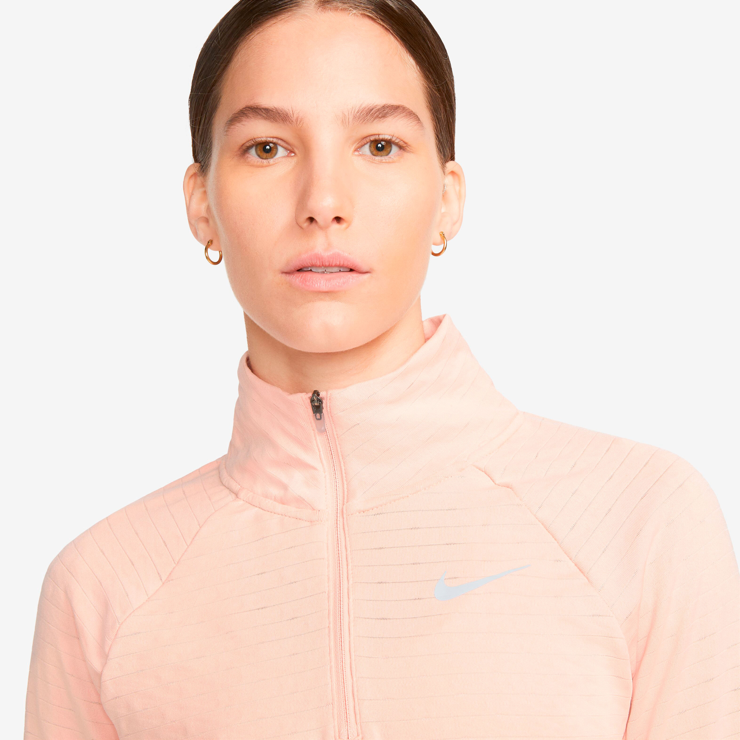 Therma-Fit Element Half-Zip Lauftop Damen - Koralle, Grau