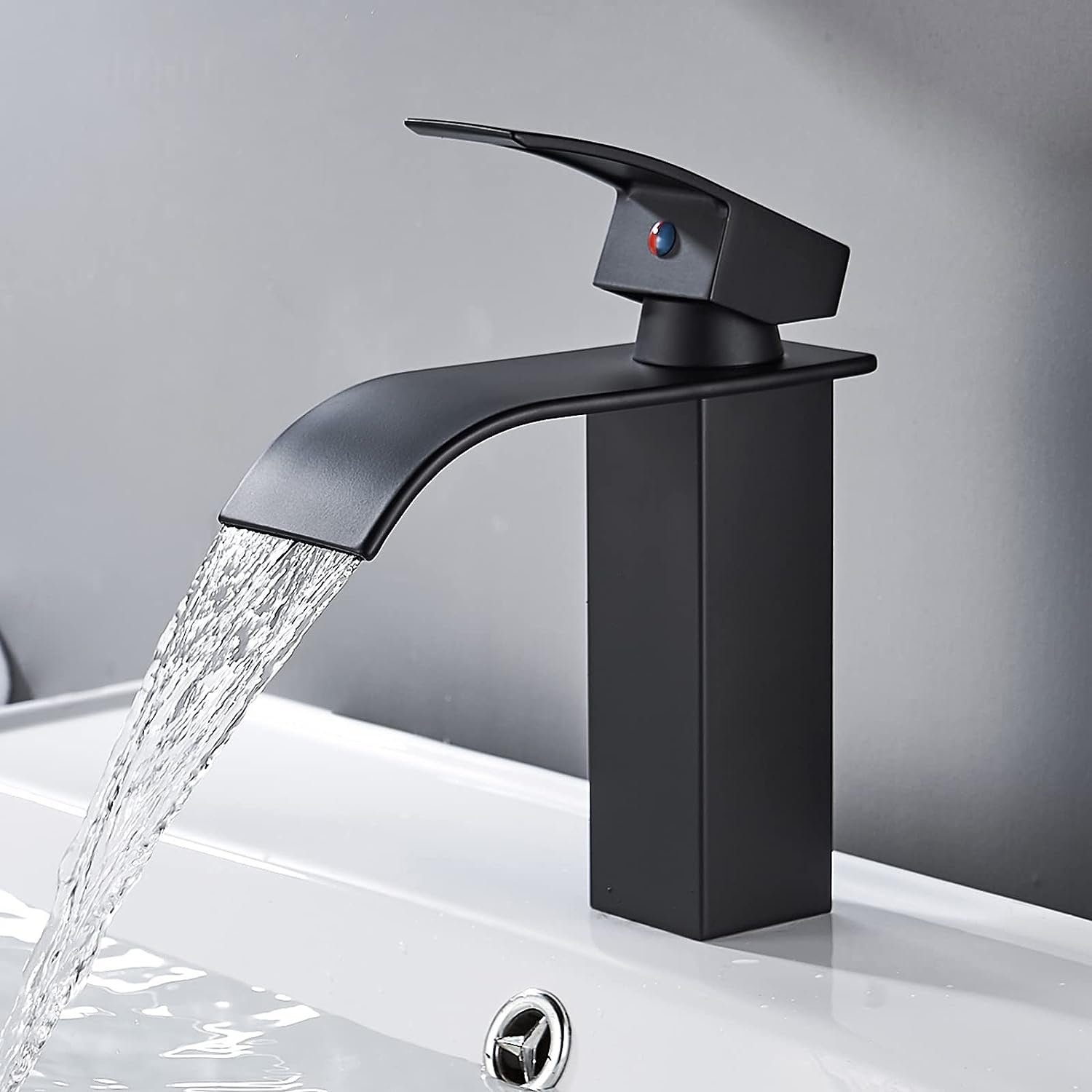 MULISOFT Waschtischarmatur Wasserhahn Bad, wenig Lärm Einhandmischer Wasserfall 304 Edelstahl Hochwertige Wasserhahn Bad Einhebelmischer