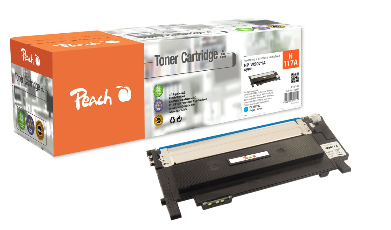 Peach Tonermodul cyan ersetzt HP No. 117A C