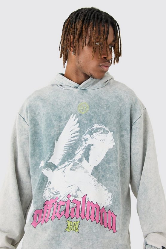 Tall kastiger Oversize Hoodie mit Acid-Waschung