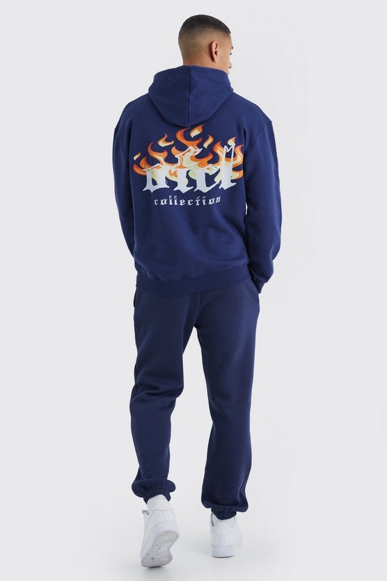Oversize Hoodie mit Ofcl Flammen Print