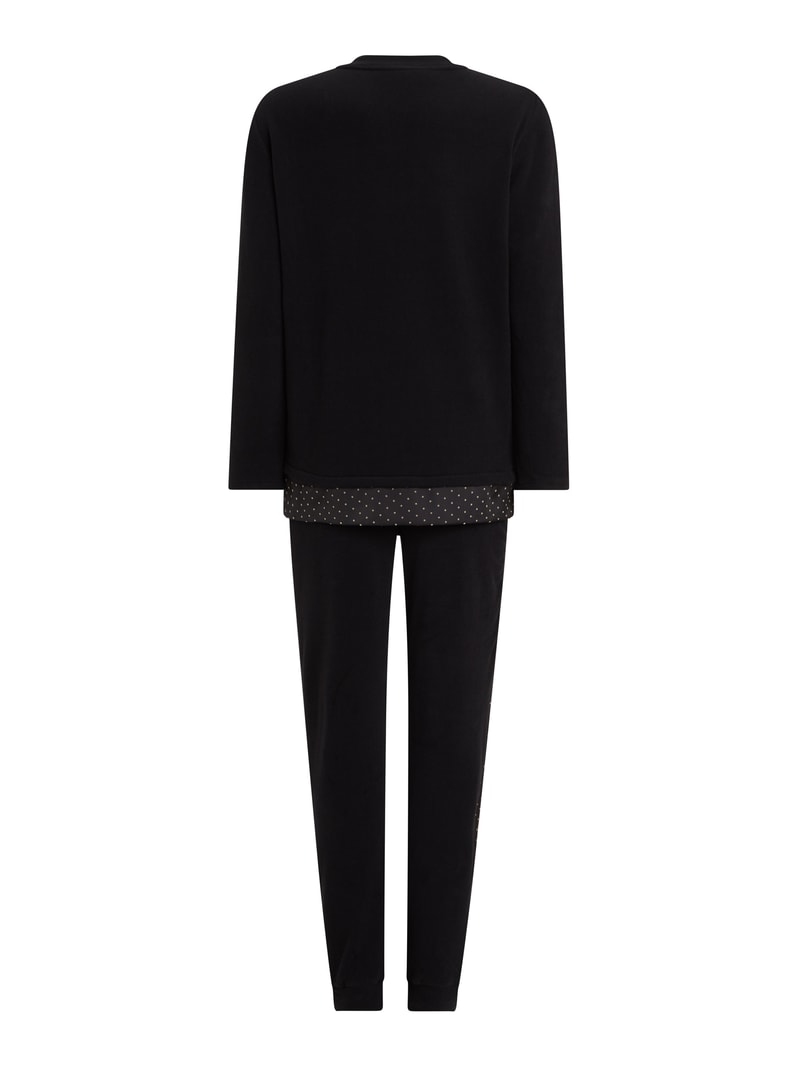 Loungewear mit Punktmuster in schwarz