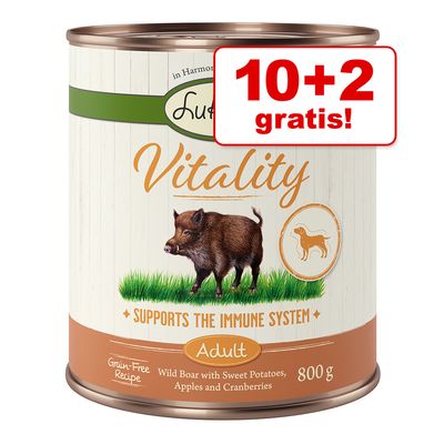 10 + 2 gratis! 12 x 800 g Lukullus Vitality (Getreidefrei)