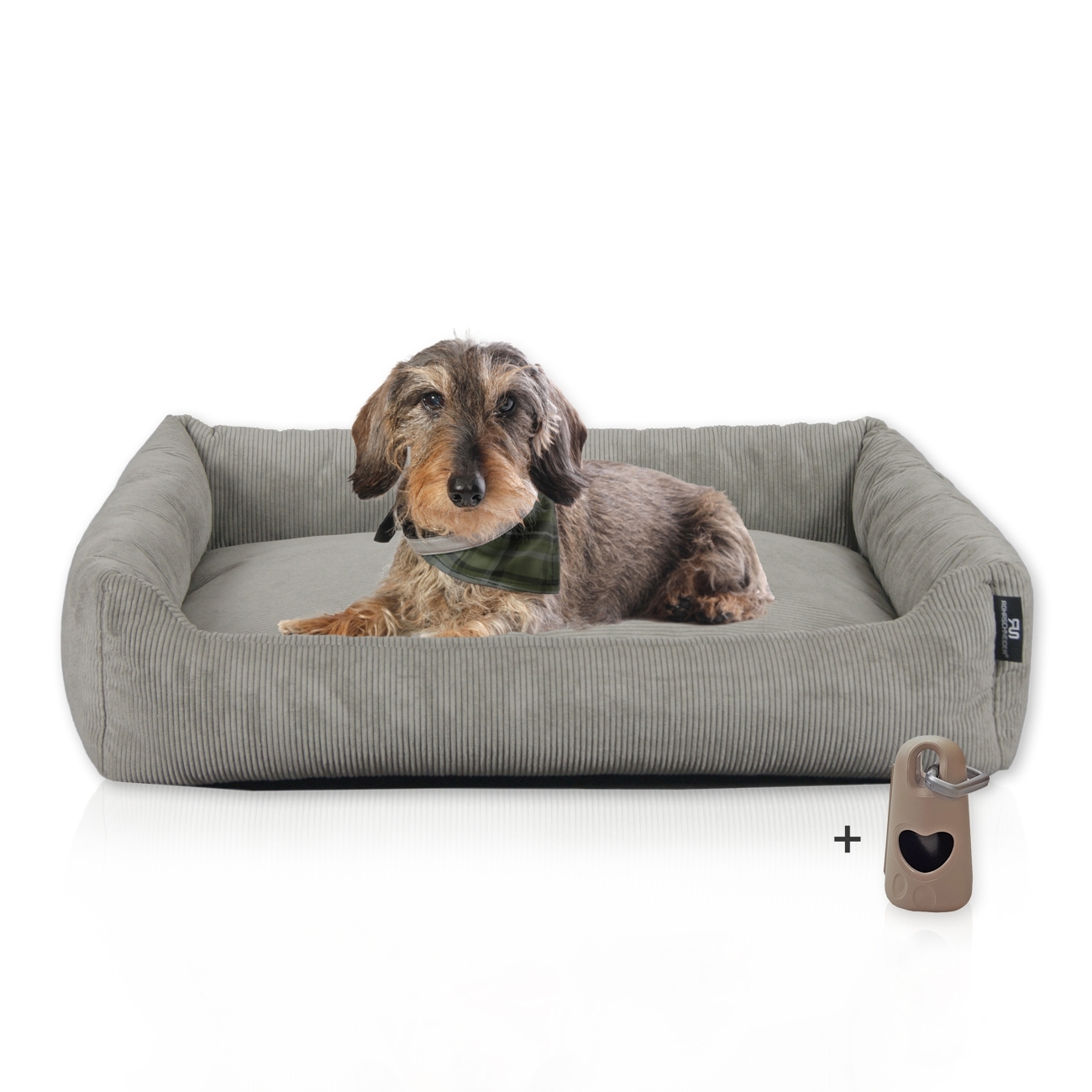 Rohrschneider Hundebetten Rohrschneider Hundebett mit Gratis-Beigabe, waschbar, robuster Fein-Cordstoff grau