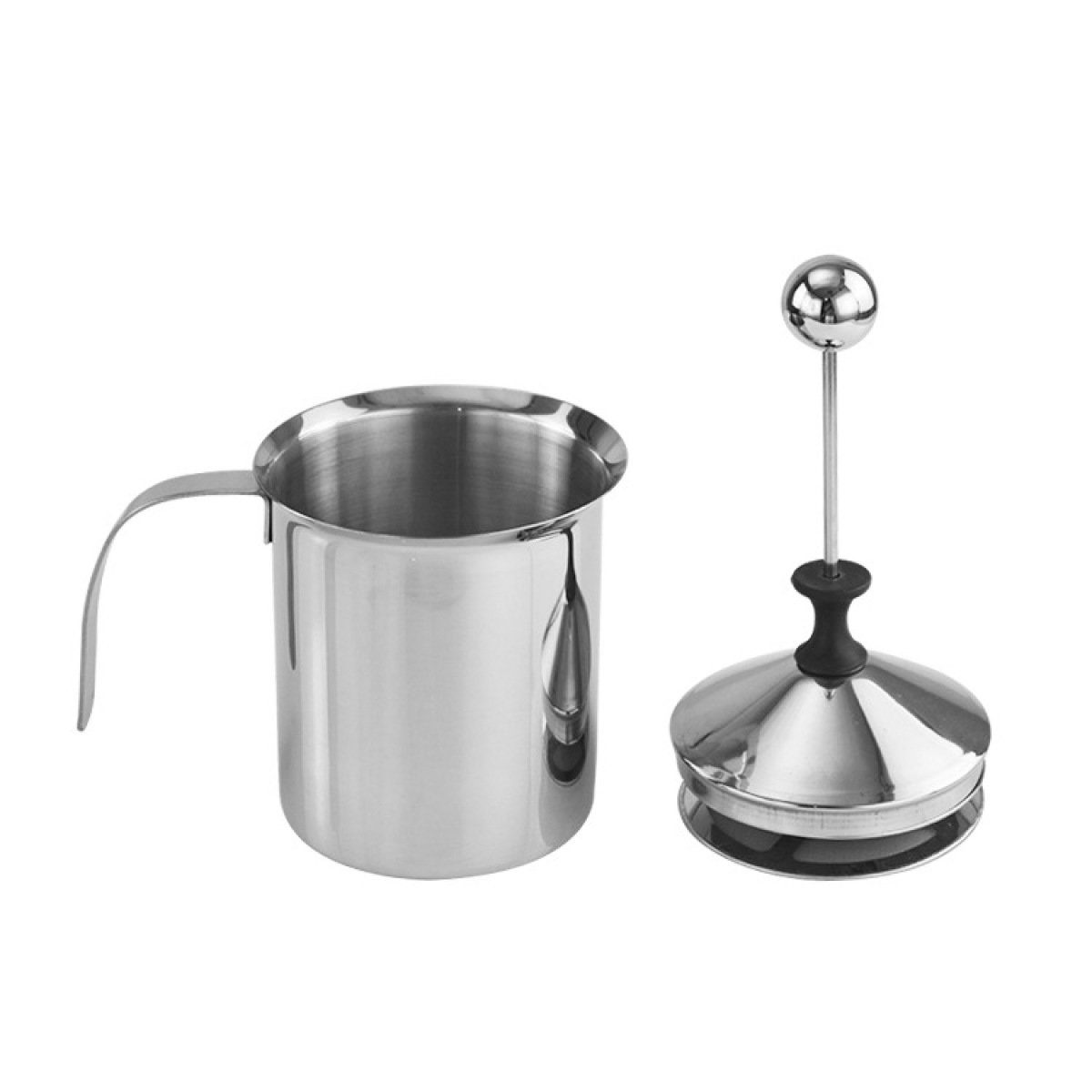 ZmdecQna Milchaufschäumer Milchschäumer mit griff Latteo,Silber,Double Mesh,Manuell