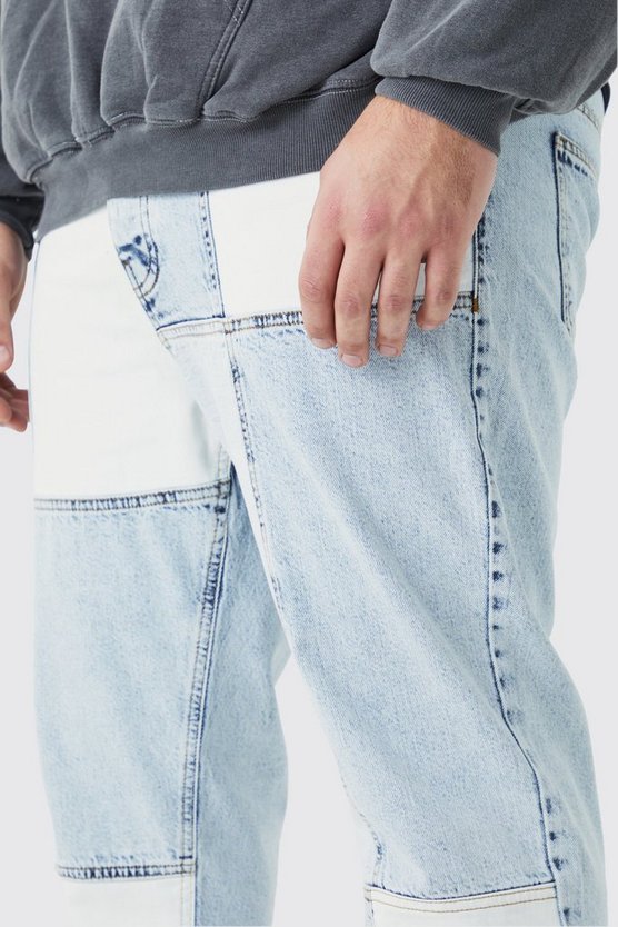 Plus schmale Patchwork Jeans