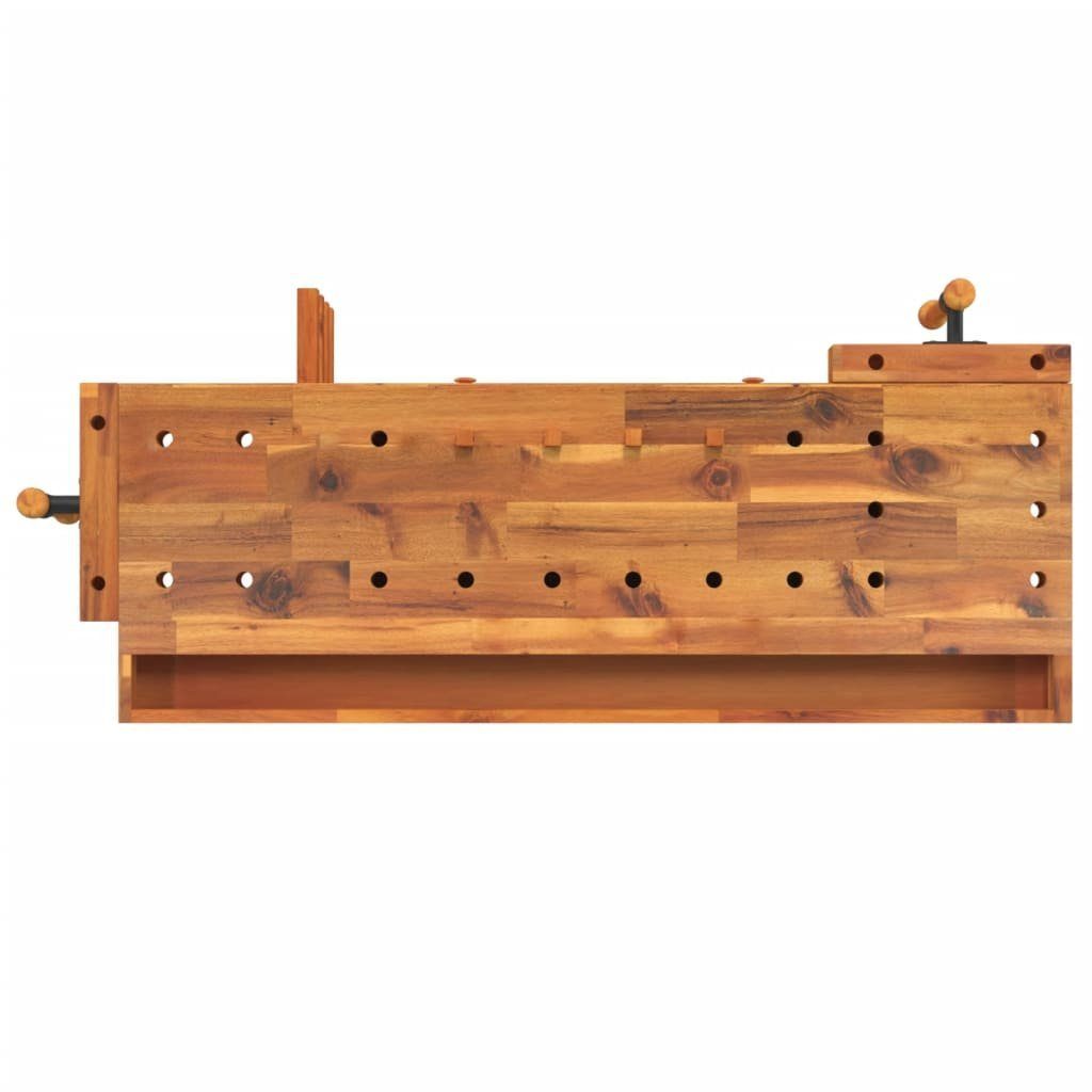 vidaXL Werkbank Werkbank mit Schubladen Schraubstöcken 124x52x83 cm Akazienholz, (1-tlg)