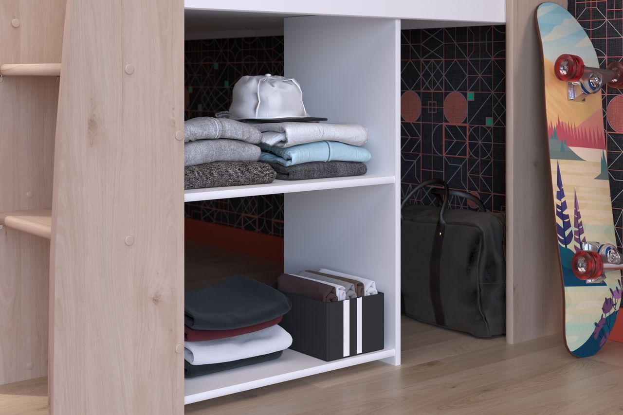 Parisot Hochbett Lucas mit ausziehbaren Schreibtisch