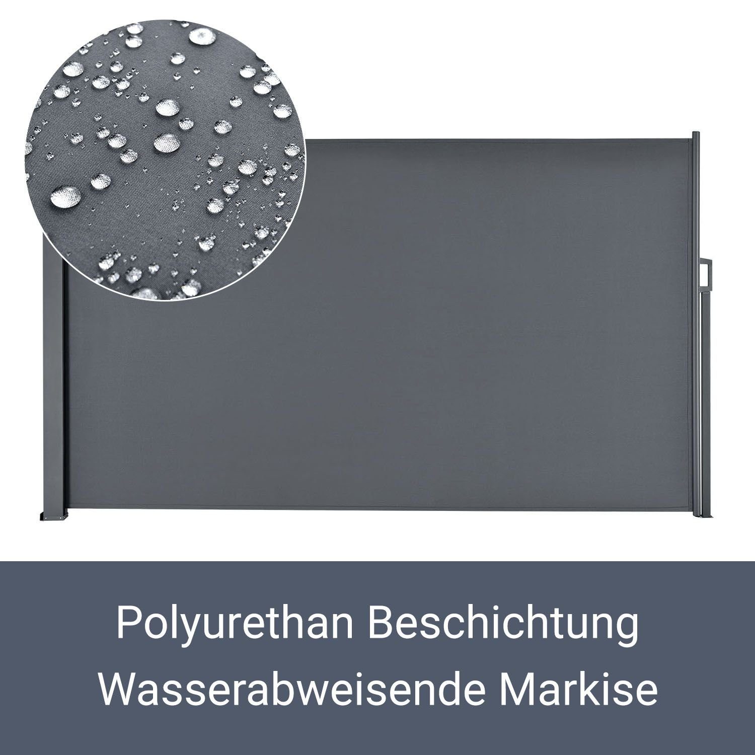 Juskys Seitenmarkise Dubai Sonnen-, Wind & Sichtschutz, ausziehbar bis 3 m, wasserabweisend