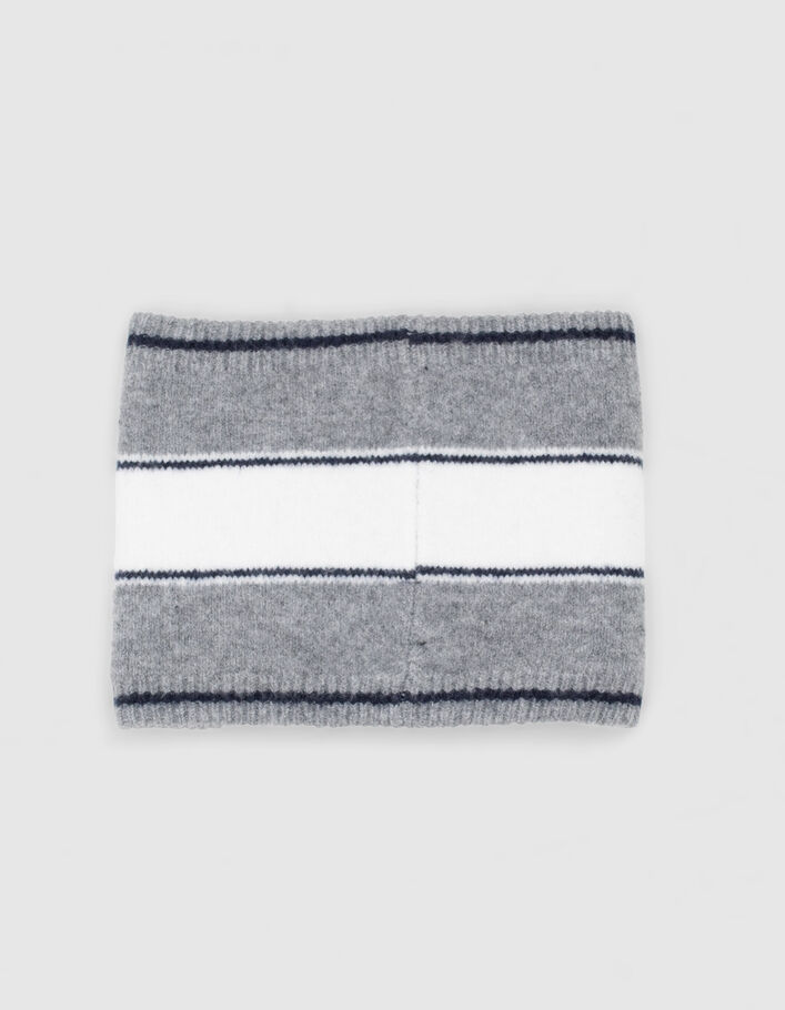 Snood gris tricot jacquard message garçon