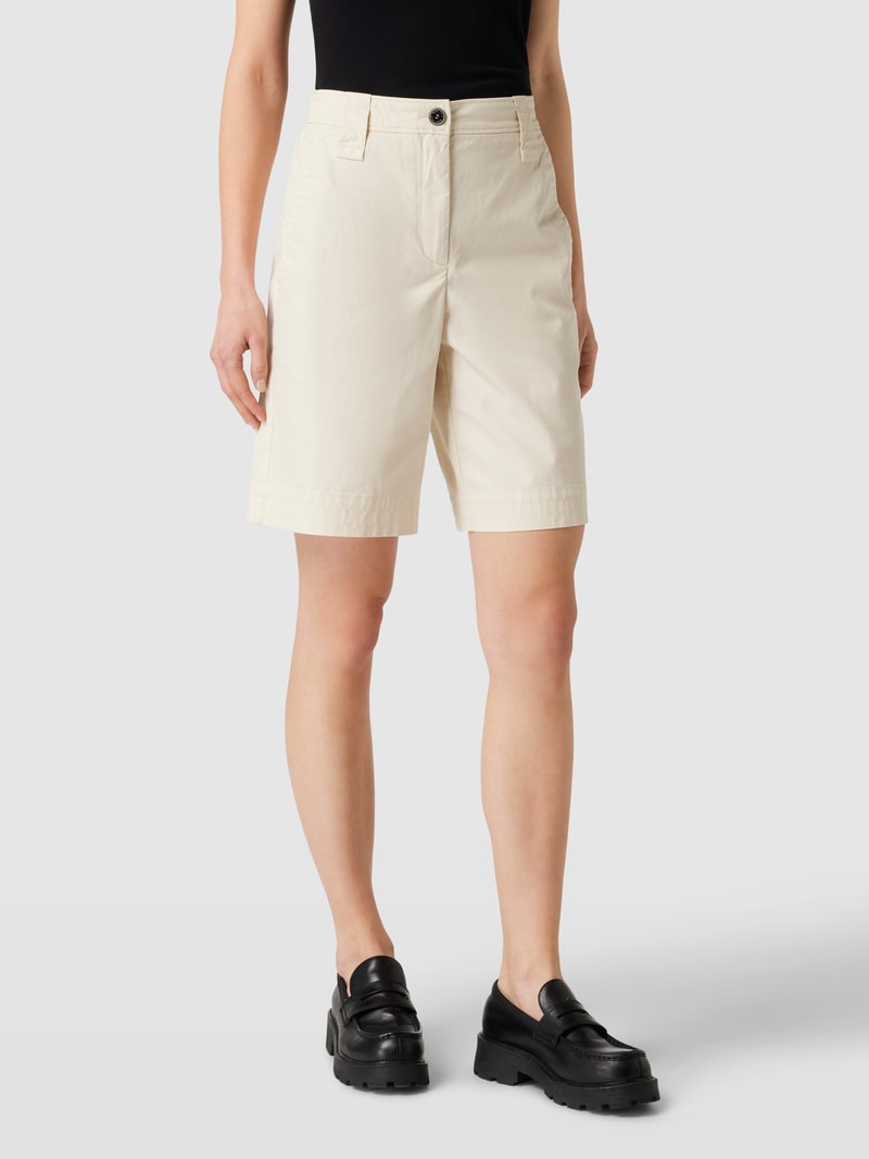 High Waist Bermudas mit Label-Print in offwhite