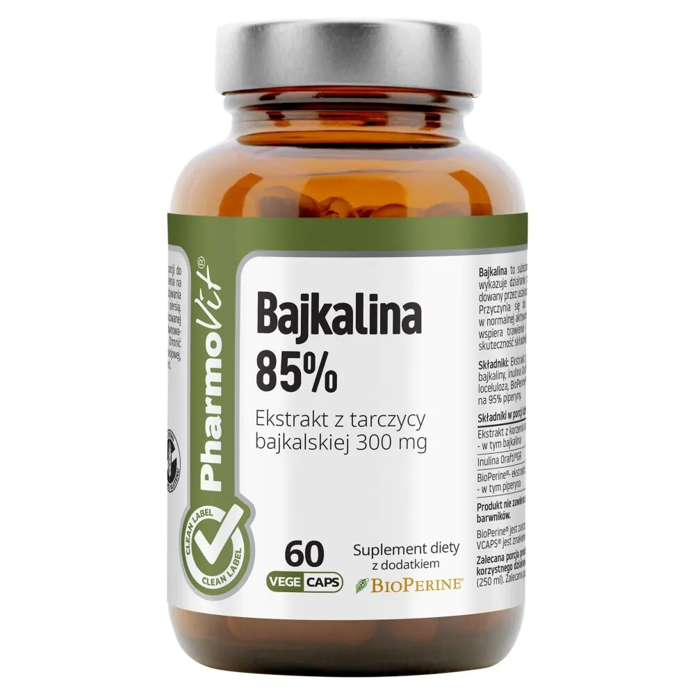 PharmoVit Clean Label Baikalina 85% ekstrakt bajkalske kapice 300 mg kapsule