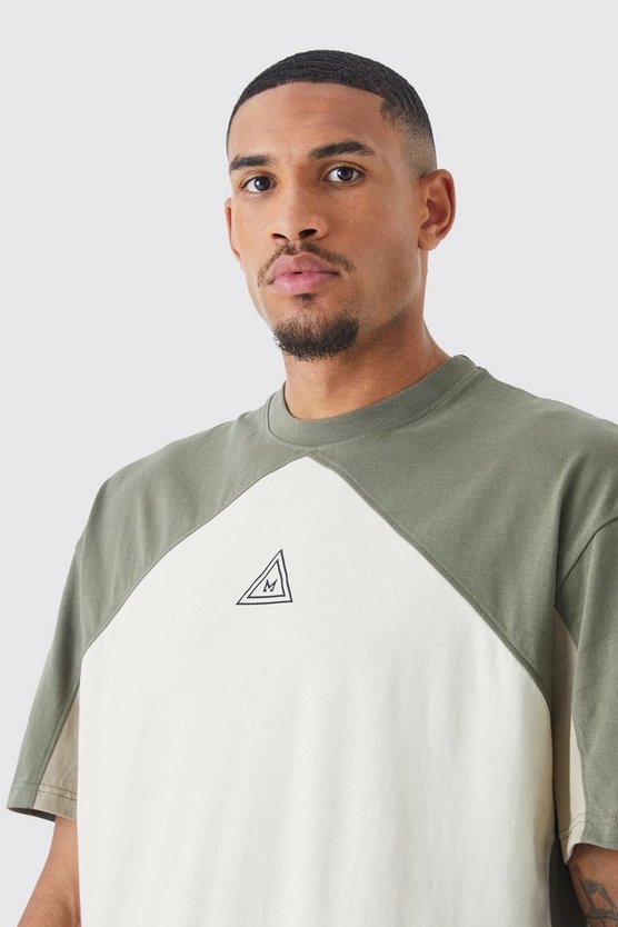Tall Oversize Colorblock T-Shirt mit Logo