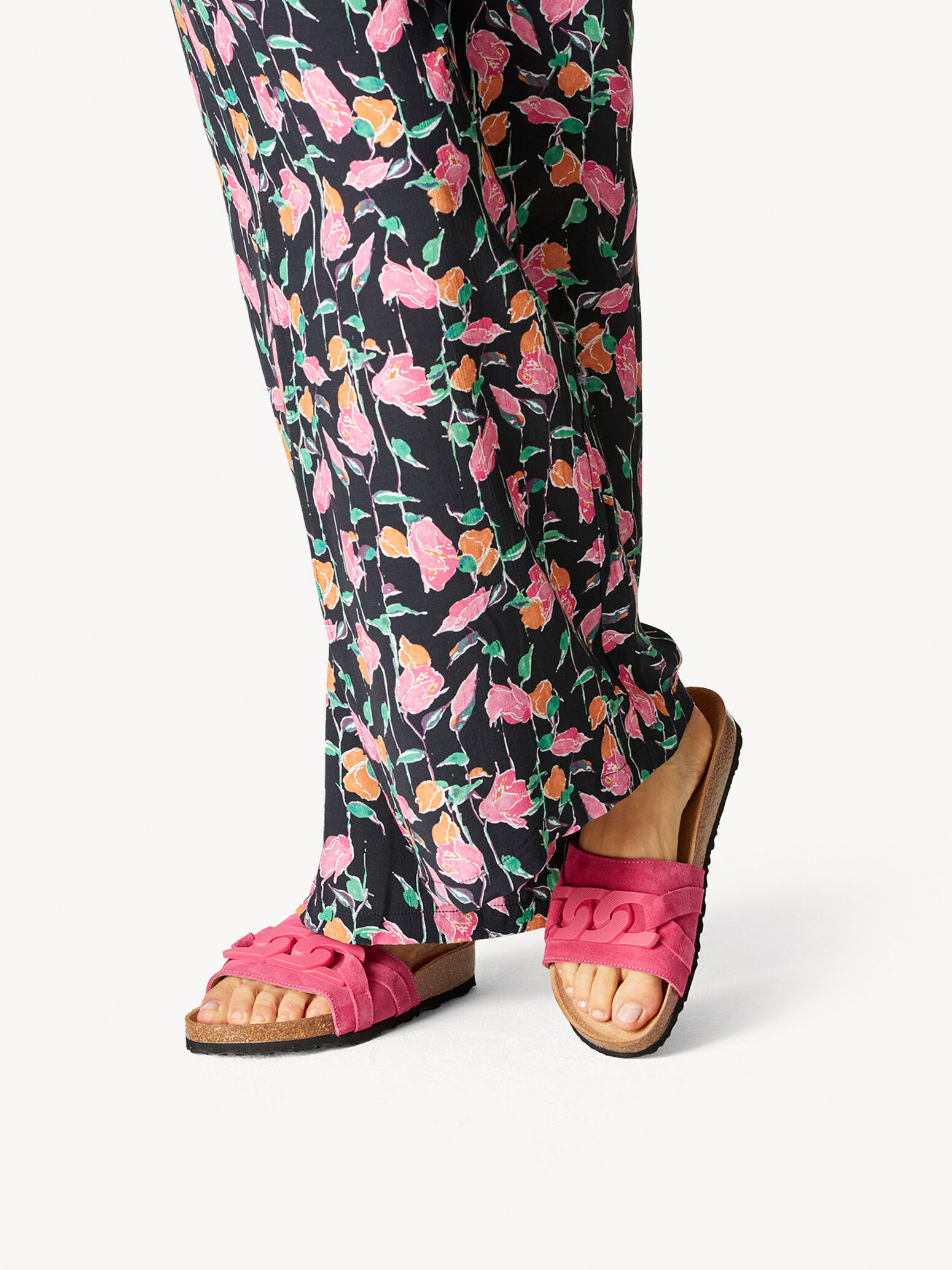Mule en cuir - rose fuchsia
