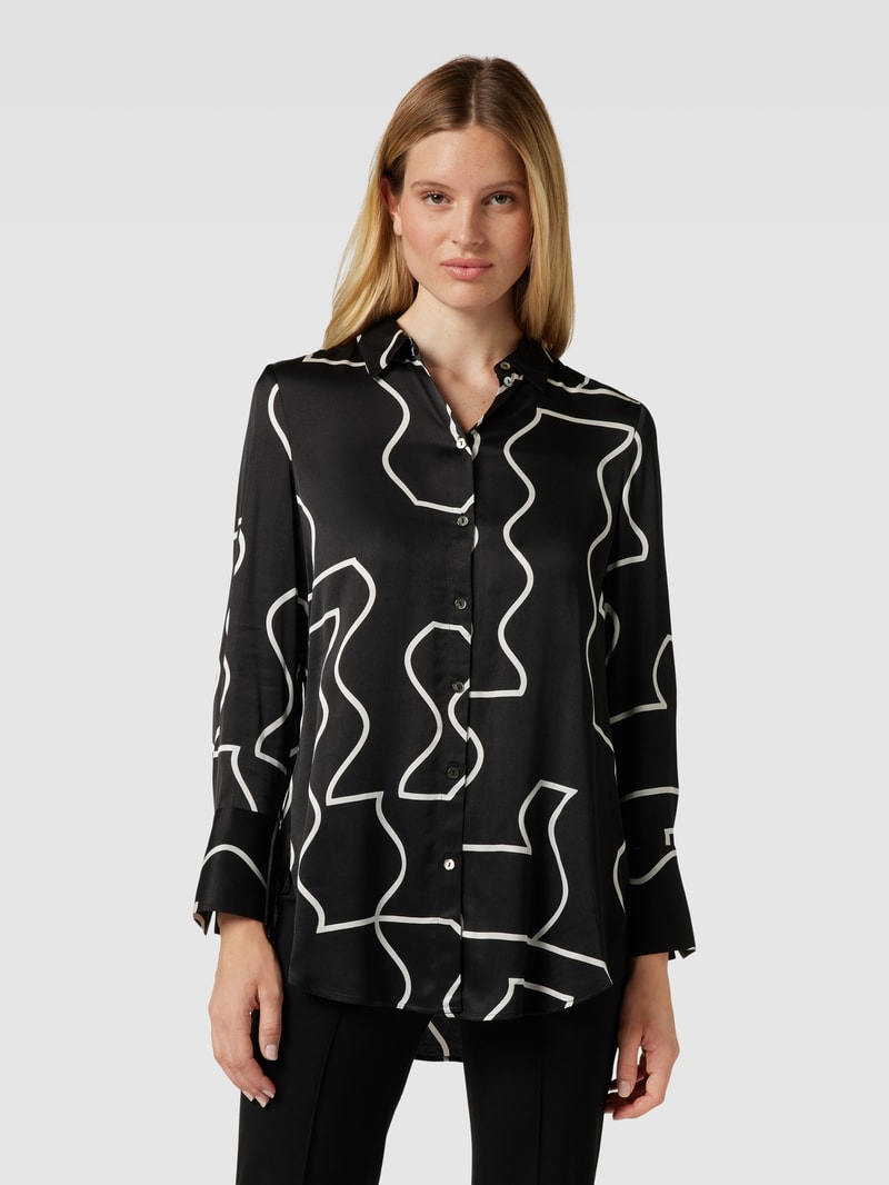 Bluse mit Allover-Muster in schwarz