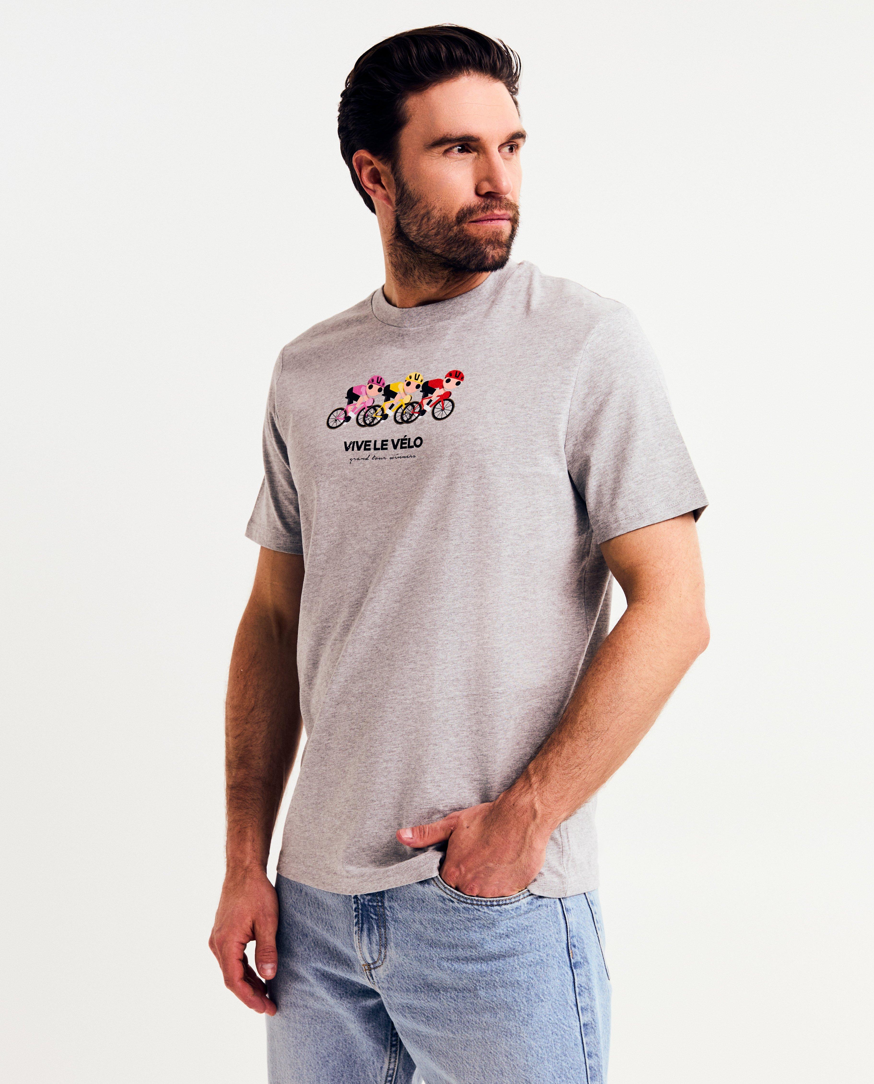 Tricou ciclism cu imprimeu gri, trăiască mult